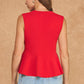 Kentucky Sleeveless Button-Front Peplum Knit Top