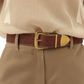 Zipper-Lined Suede Belt with Gold Hardware