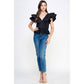 Harrods Ruffled Poplin Detail Knit Top