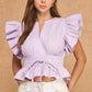 Midway Flutter Sleeve Peplum Poplin Top