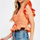 Midway Flutter Sleeve Peplum Poplin Top