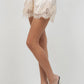 Karma Elastic Waist Satin Shorts with Lace Pointelle