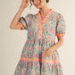 Tuesday Solid Contrast Detail Tiered Floral Dress