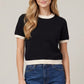 Verity Short Sleeve Color Block Sweater Top