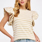 Berea Layered Flutter Short Sleeve Stripe Top