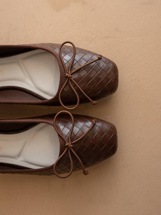 The Logan | Coffee Woven Ballet Fall Flat