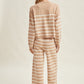 Coffee Pants Striped with Elastic Waistband and Side Pockets