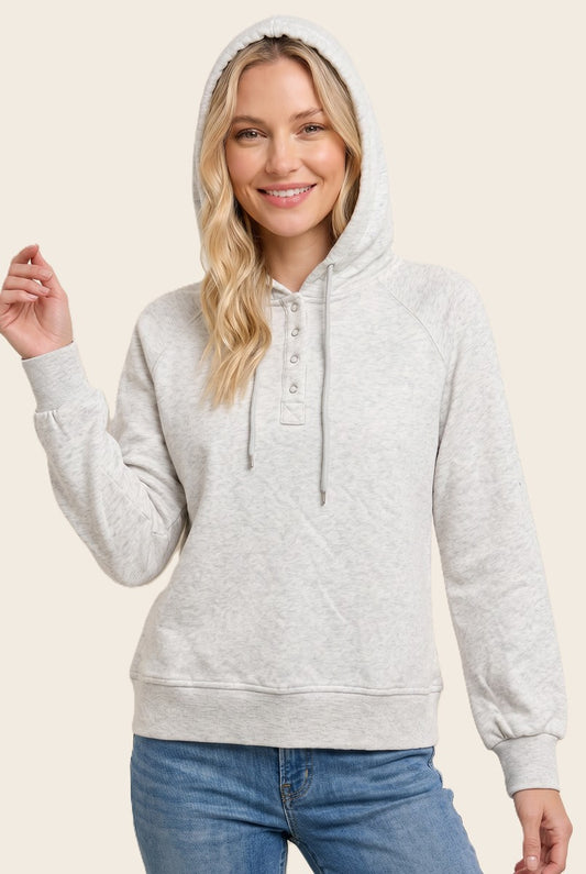 Darla Half Snap Button Long Sleeve Hoodie