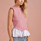 Georgetown Wrap-Over Mixed Media Sleeveless Striped Knit Top