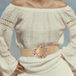Embossed Gold Buckle Raffia Stretch Belt