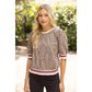 Sonic Stripe Band Detail Floral Eyelet Top