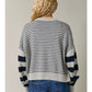 Bryce Open Front Stripe Sweater Cardigan