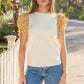 Louisville Ruffle Frill Mixed Media Knit Tee Top