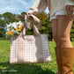 Latte Gingham Bow Jelly Tote Bag (Classic) by Case-Mate