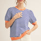 Exit Rib Band Binding Detail Stripe Top