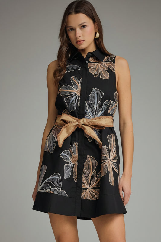 Maxwell Floral Embroidered Sleeveless Mini Dress