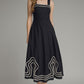 Hood Solid Square Neck Midi Dress