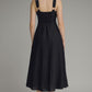 Hood Solid Square Neck Midi Dress