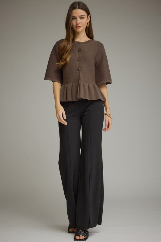 Ella Solid Short Sleeve Knit Cardigan