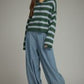 Applied Striped Long Sleeve Cardigan