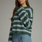 Applied Striped Long Sleeve Cardigan