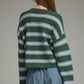 Applied Striped Long Sleeve Cardigan