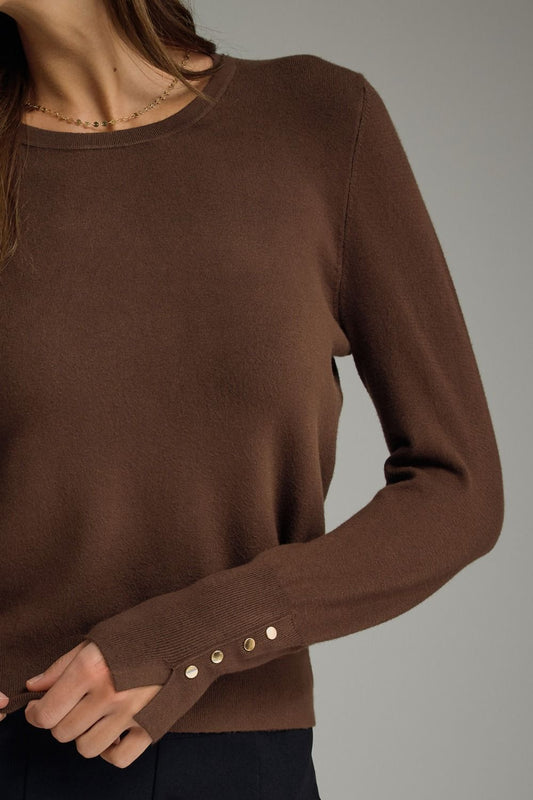 Ashland Solid Long Sleeve Top with Detailed Cuff