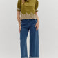 Arthur Solid Embroidered Smocked Cuff Band Short Sleeve Blouse