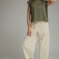Las Solid Round Neck Cap Sleeve Top Featuring Ribbed Trim
