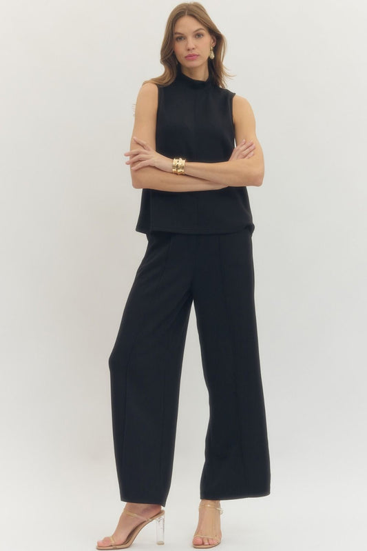 Jemez Solid Mock Neck Sleeveless Top