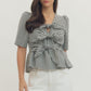 Dixon Gingham Triple Tie Bow Accent Blouse