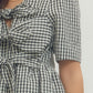 Dixon Gingham Triple Tie Bow Accent Blouse