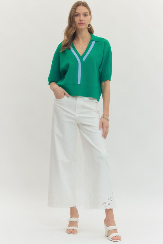 Galena Wide Short Sleeve Knit Top