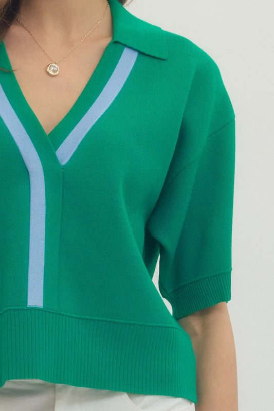 Galena Wide Short Sleeve Knit Top