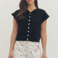 Crystal Solid Cap Sleeve Knit Top