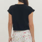 Crystal Solid Cap Sleeve Knit Top