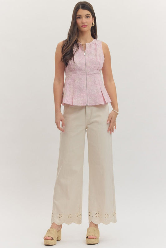 Huntley Solid Sleeveless Peplum Top