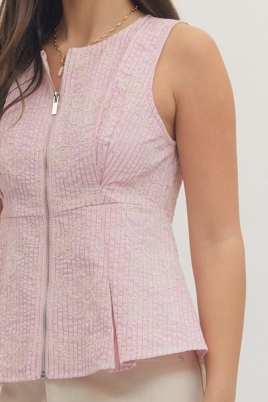 Huntley Solid Sleeveless Peplum Top