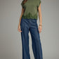 Vibes Solid Cap Sleeve Knit Sweater with Lace Trim