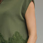 Vibes Solid Cap Sleeve Knit Sweater with Lace Trim