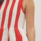 Champaign Striped Sleeveless Peplum Knit Top