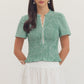 Taylorville Gingham Short Sleeve Smocked Bodice Top