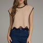 Sunriver Solid Sleeveless Knit Top with Scallop Hem