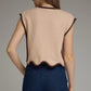 Sunriver Solid Sleeveless Knit Top with Scallop Hem