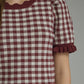 Eugene Gingham Short Puff Sleeve Knit Top