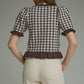 Eugene Gingham Short Puff Sleeve Knit Top