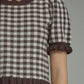 Eugene Gingham Short Puff Sleeve Knit Top