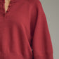 Bend Solid Round Neck 3/4 Sleeve Knit Sweater