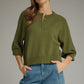Bend Solid Round Neck 3/4 Sleeve Knit Sweater