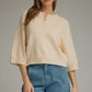 Bend Solid Round Neck 3/4 Sleeve Knit Sweater